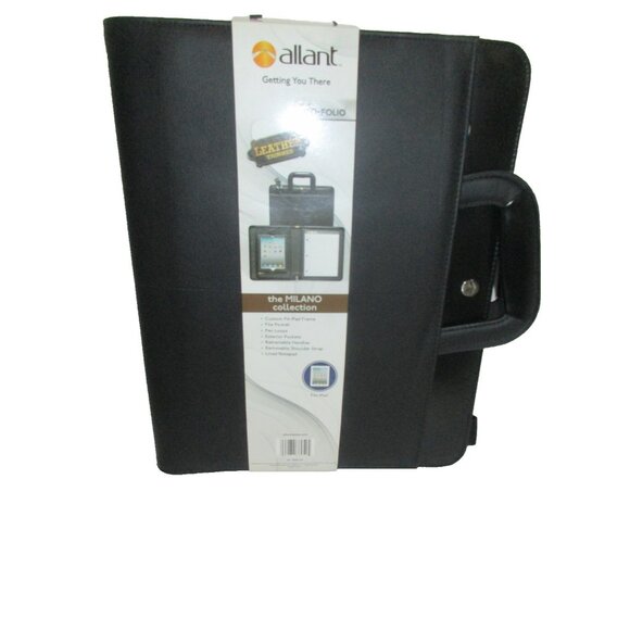 Allant Milano Leather Padfolio With Strap & Tablet Holder Black Organizer New - Picture 1 of 3